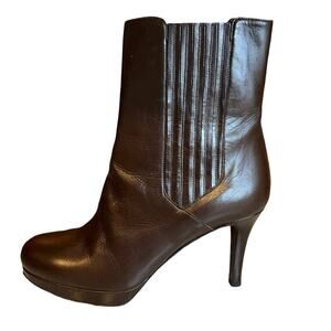 Fratelli Rosetti Italian Leather Heeled Platform Boots Brown 7